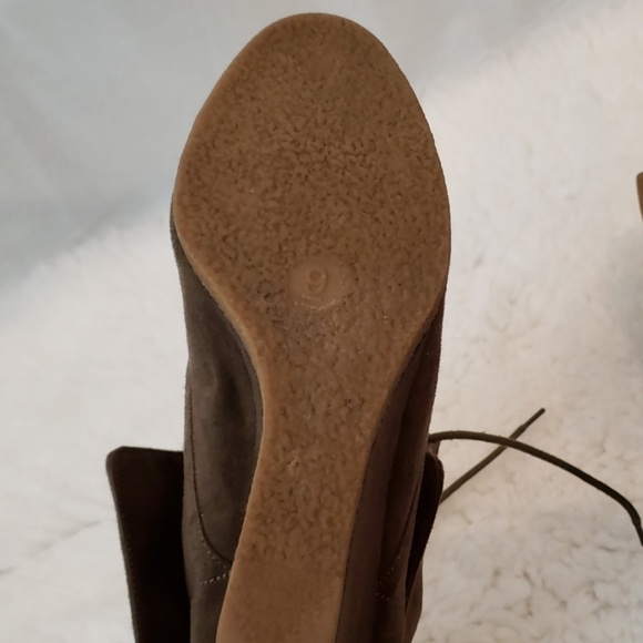 Laced Faux Suede Wedge Booties - Picture 5 of 6